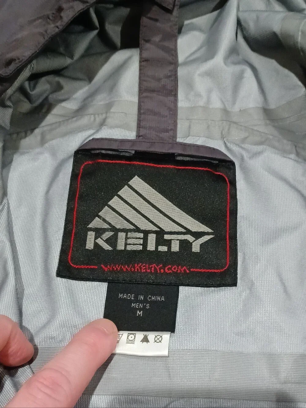 Kelty Full Zip Windbreaker Rain Jacket W/ Vents & Stoe Away Hood Size M